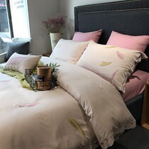 Net red sweat-absorbing antibacterial cotton linen bedding Tencel linen bed six sets of pure cotton sheets quilt cover four pieces