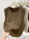 Vintage Layered Small Gold Button Cardigan Vest for Women, 2026 Spring Soft Knit Sweater, Fashionable and Age-Reducing Outerwear