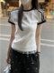Retro striped T-shirt 2025 spring and summer new style chic bow embroidered short-sleeved American hottie slim-fitting top