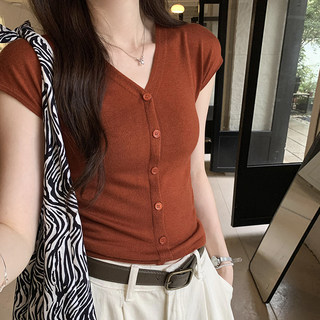 Japanese Retro V-Neck Short-Sleeved Slim-Fit Short Top for Women in Summer with Pleats, Age-Reducing, Niche Design, Pure Desire Style, Outerwear Top