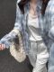Autumn age-reducing blue plaid shirt for women Korean style lazy style shirt loose and versatile sun protection long-sleeved top jacket