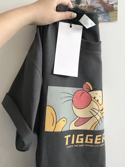 2026 Summer New Women's Clothing Plus Size Loose Casual Gray Tiger Print Short Sleeve T-Shirt Women's Thin Top ins