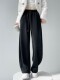 American-Style Thickened Drapey High-Waisted Sports Sweatpants for Women, Autumn and Winter Elastic Waist Casual Floor-Length Pants, Versatile Straight Wide-Leg Pants