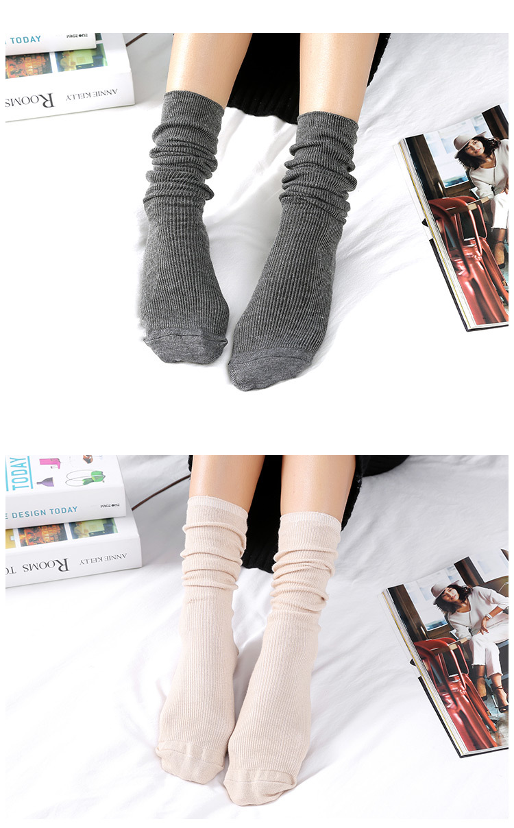 Đống vớ nữ mùa thu và mùa đông Hàn Quốc vớ dài ống cotton nữ vớ dày phần vớ màu rắn vớ vớ ngắn vớ tất noel