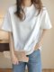 White Short-Sleeve T-Shirt for Women, Round Neck, Suitable for Summer, Spring, and Autumn, Can Be Worn as an Inner Layer, Loose Fit, Plus Size, Simple Top