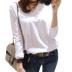 Quần áo thu đông 2018 mới bên trong áo thun cotton cotton cổ chữ V dài tay cho nữ