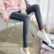 Xuân 2018 mùa xuân mới của phụ nữ chủ đề cotton bên quần legging trắng chín điểm Quần skinny chân mỏng mặc