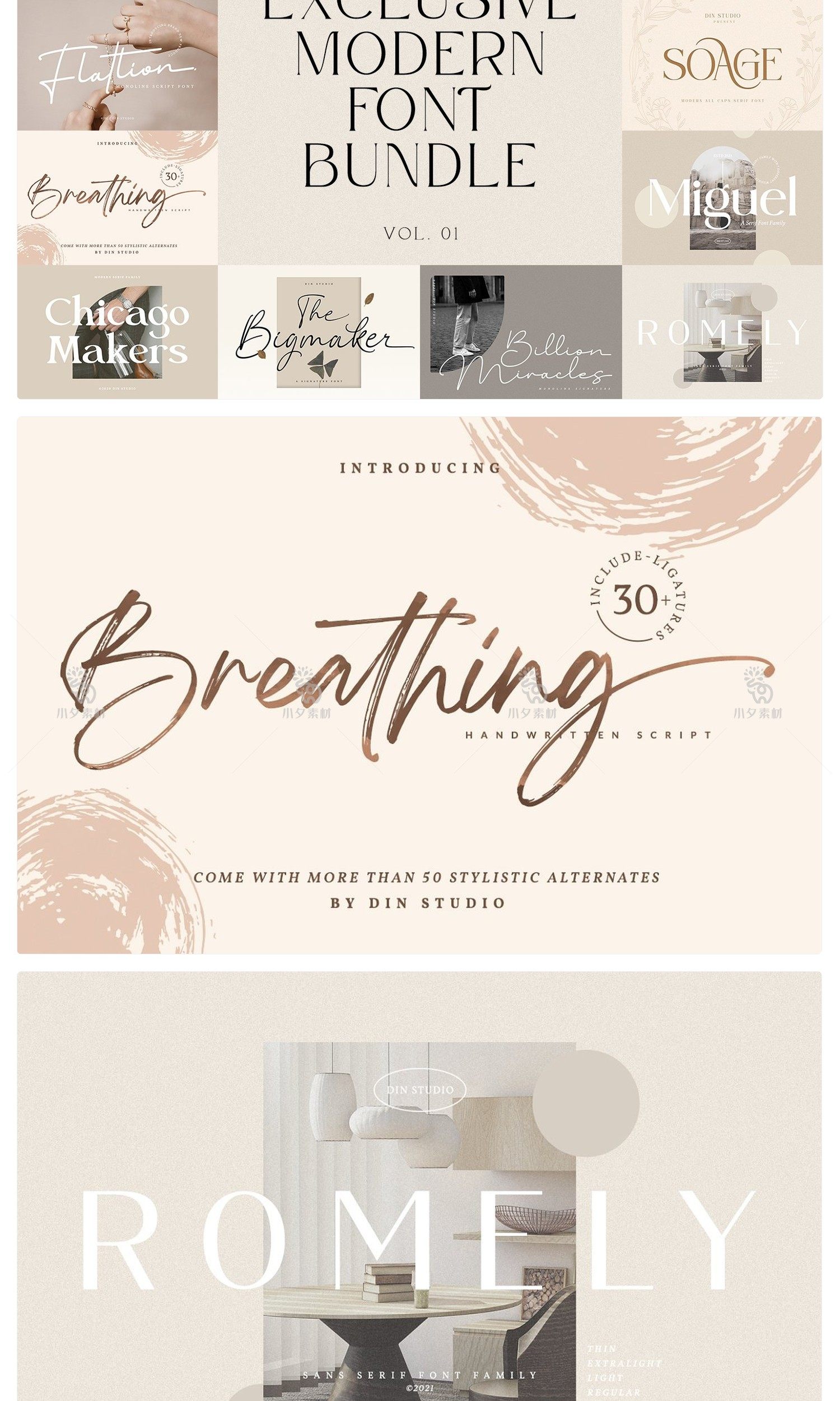 图片[2]-极简文艺优雅现代杂志画册海报标题排版logo徽标手写衬线英文字体-cg男孩