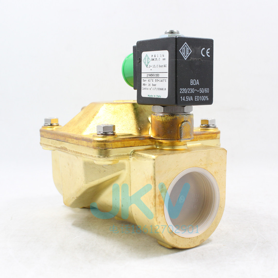 AC24V意大利ODE黄铜丝扣常闭电磁阀21W5KV350先导式DC24V现货DN32