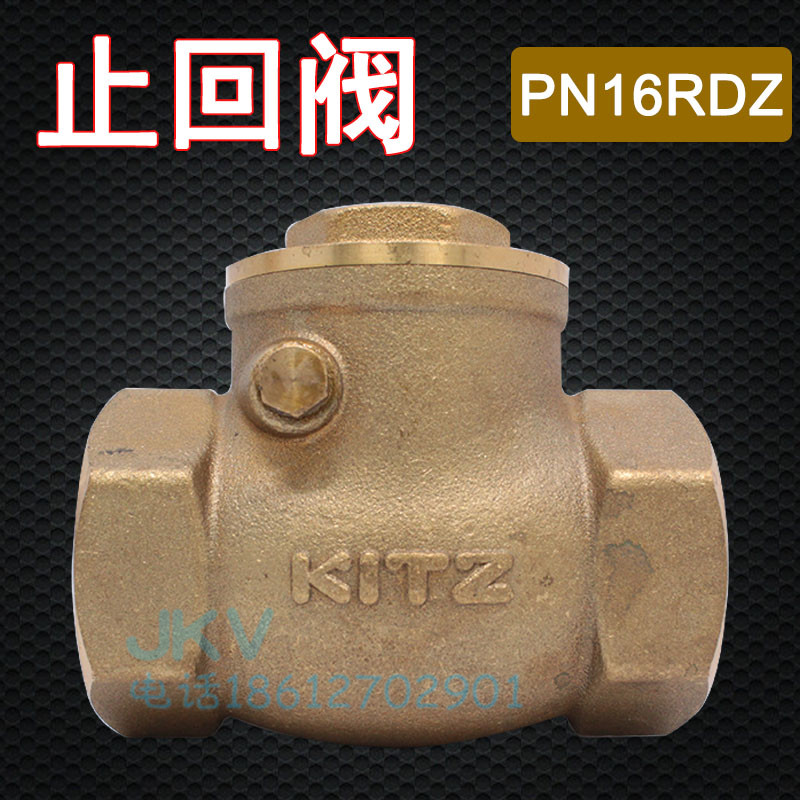 铜止回阀旋启式阀挡板单向阀6分1寸内外逆止阀PN16RDZ止水阀