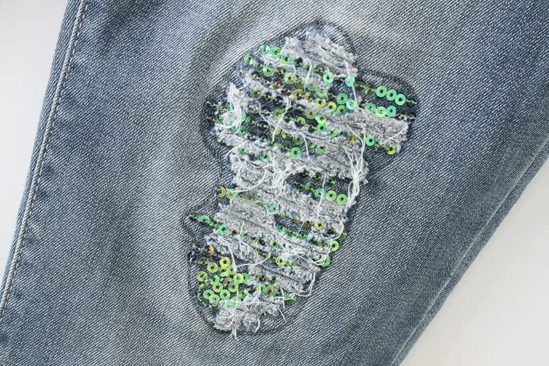 J7 quần áo trẻ em gái mùa xuân và mùa thu quần trẻ em lớn trẻ em mới sequin denim mỏng đáy quần dài quần jean bé trai xuân hè