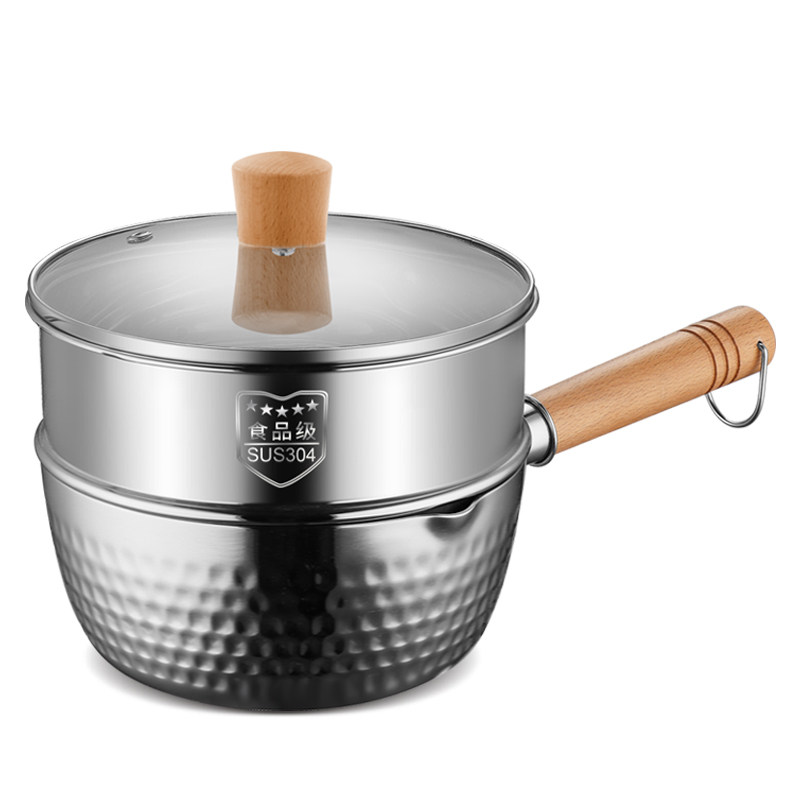 Japanese Snow Pot 304 Stainless Steel Milk Pot Japan Non-Coated Pot Soak Noodle Boiled Noodles Small Pot Home Soup Pot