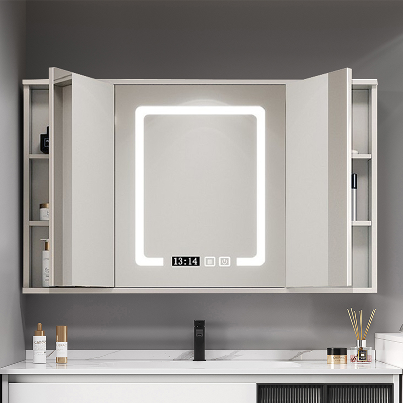 Bathroom Hidden Folding Smart Mirror Cabinet, Cream-Style Bathroom Mirror Cabinet, Solid Wood Invisible Mirror, Separate Feng Shui Mirror Cabinet Bathroom Hidden Folding Smart Mirror Cabinet, Cream-Style Bathroom Mirror Cabinet, Solid Wood Invisible Mirror, Separate Feng Shui Mirror Cabinet