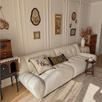 French retro Bichon sofa cream style living room fabric sofa designer straight row chenille sofa