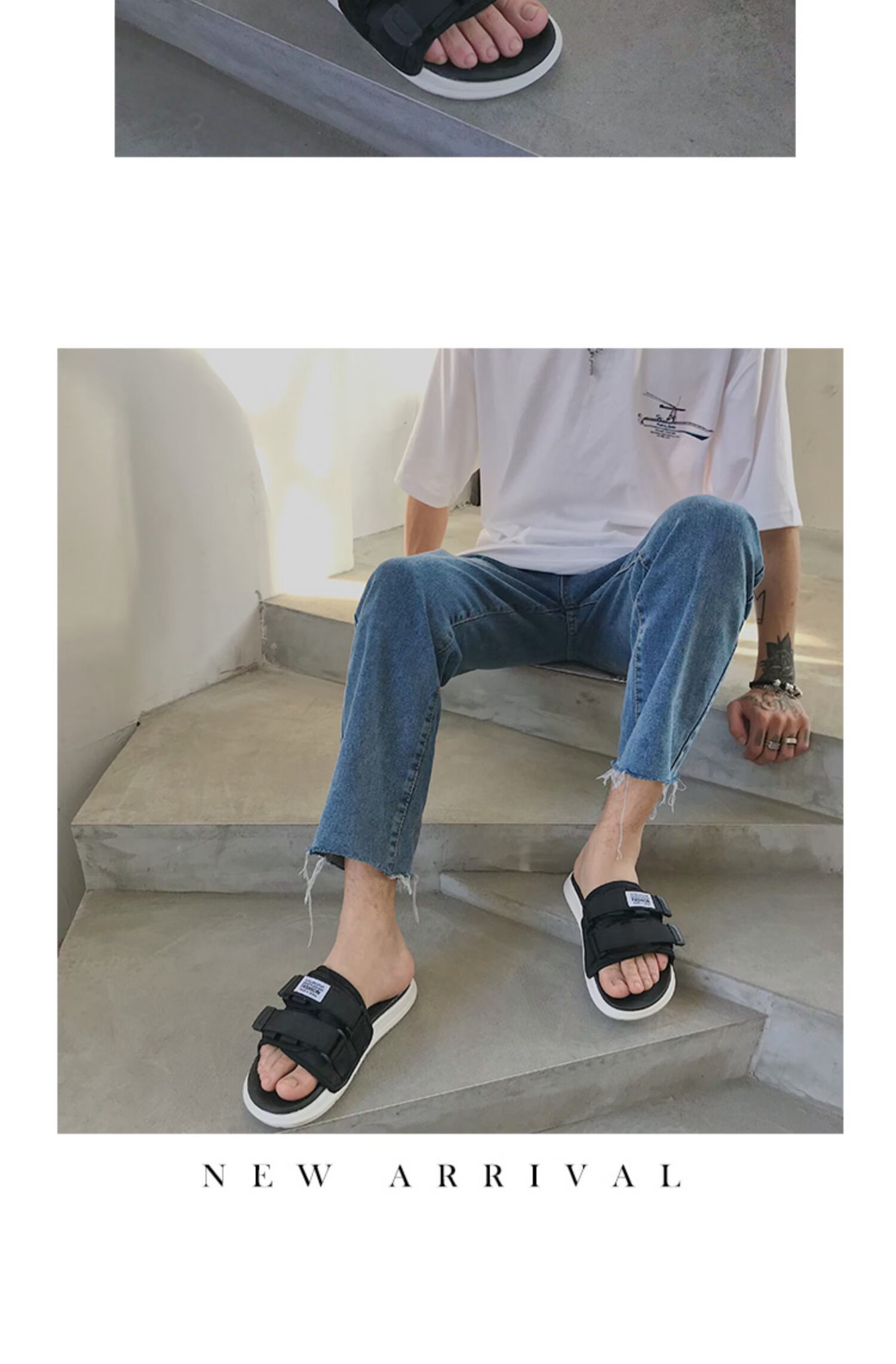 19 đôi dép mới của nam giới mùa hè velcro mặc ngoài trời Phiên bản Hàn Quốc của xu hướng đôi giày kéo bãi biển dép chống trượt - Dép giày crocs nam