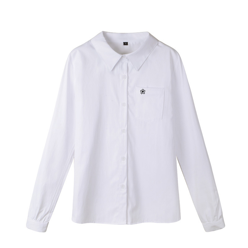 Spot Japanese orthodox JK uniform long-sleeved pointed collar shirt corner lapel embroidery summer clothes 2-color embroidery orthodox jk uniform