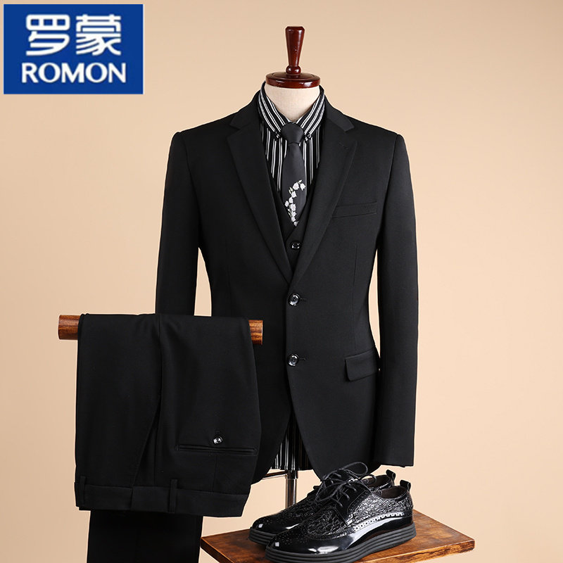 [USD 501.29] Romon suit men suit three sets of leisure suit Han version ...