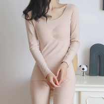 Warm winter artifact double-sided glutinous rice velvet hair warm underwear womens set with chest pad cup one seamless top