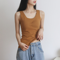Autumn and winter new non-wear underwear with cup warm vest womens top long sleeve glutinous rice velvet no trace and comfortable base