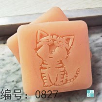 Custom diy handmade soap seal transparent acrylic clay seal can batch promotion cat kitten pattern