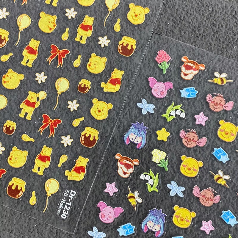Cute Winnie the Pooh Tigger Embossed Nail Art Stickers Cartoon Bear Planner Ccd Phone Case DIY Nail Stickers