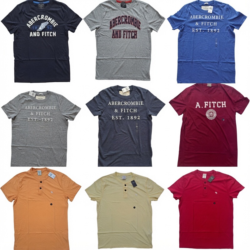 Clearance Sale: American Abercrombie & Fitch Henry Collar Short-Sleeve American-Style Letter Print Vintage Af Short-Sleeve T-Shirt Clearance Sale: American Abercrombie & Fitch Henry Collar Short-Sleeve American-Style Letter Print Vintage Af Short-Sleeve T-Shirt