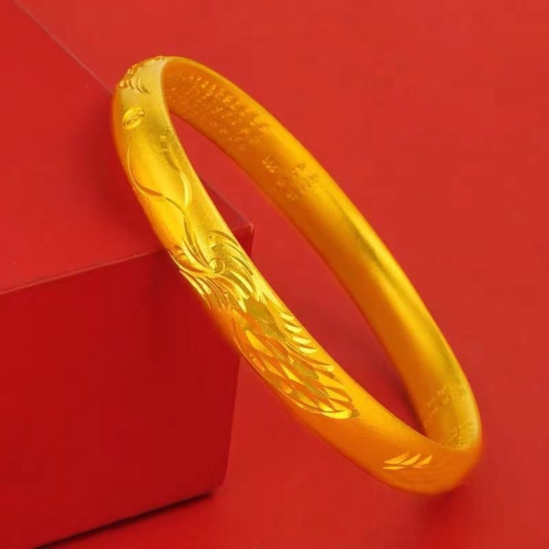 Authentic Long-Lasting Gold Bracelet for Women New Fashion Solid Dragon and Phoenix Auspicious Pure Gold Bracelet