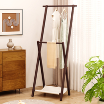 Small apartment bedside coat rack floor-standing folding solid wood bedroom temporary clothing and childrens clothes hanger for sleeping at night