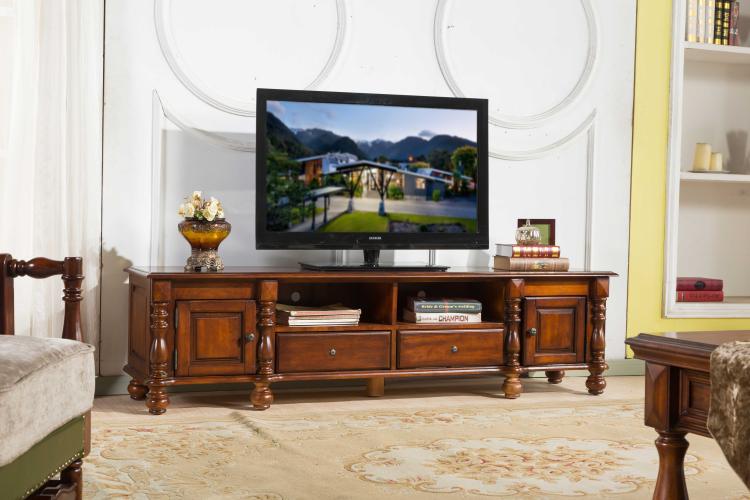 All solid wood TV cabinet combination living room simple and beautiful high-end furniture American-style floor cabinet American-style country rubber wood cabinet