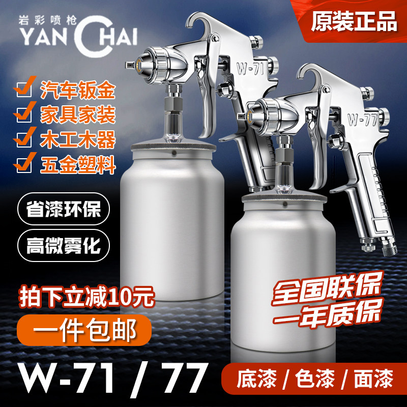 W-71 high atomization paint finish paint spray gun W-77 primer Automotive sheet metal sheet metal furniture latex pneumatic paint spray gun 