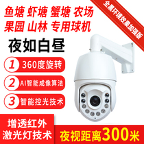 Fish pond special monitor 300 m laser HD Starlight zoom network ball machine night vision wild shrimp and crab farming