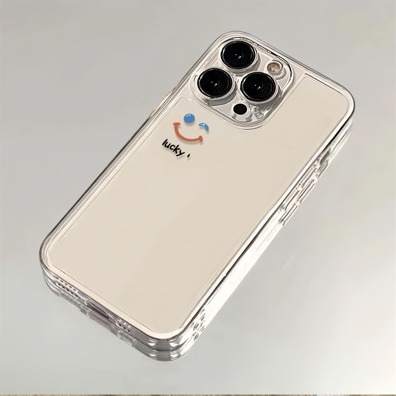 Lucky Smiley Face Suitable for iPhone Apple 17Pro Phone Case 16Promax High-End 13/15Pro/14Plus/12 Simple A1864 Precise Hole Anti-Drop Ultra-Thin Cartoon High-End Fashion