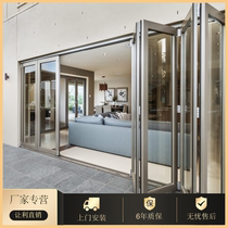  Courtyard balcony heavy folding door Sun room broken bridge aluminum doors and windows outdoor aluminum magnesium alloy folding sliding door