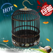 Collectible mahogany inlaid shell dome grasshopper cage Purple sandalwood insect small cage Handmade ebony grasshopper cage