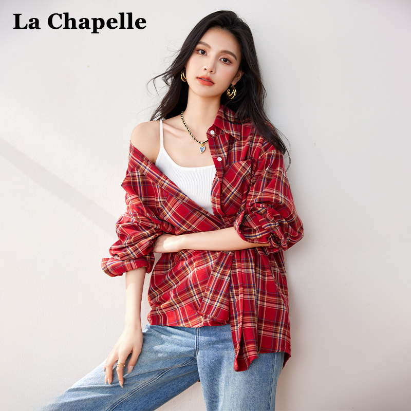 La Chapelle Plaid Mid-Length Long-Sleeved Shirt for Women 2026 Spring and Autumn New Style Shirt Fashionable Versatile Casual Top La Chapelle Plaid Mid-Length Long-Sleeved Shirt for Women 2026 Spring and Autumn New Style Shirt Fashionable Versatile Casual Top