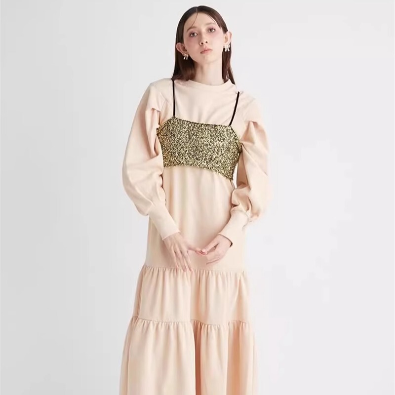 Japanese Niche Luxury Brand Furfur Sweet Layered Skirt Dress