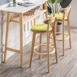 Столковое кресло с твердым деревом современным минималистским домом Backbar Bark Bar Стул Высокий стул Nordic Milk Tea Shop