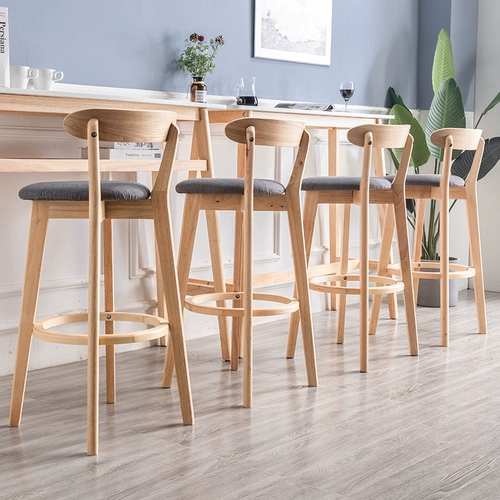 Столковое кресло с твердым деревом современным минималистским домом Backbar Bark Bar Стул Высокий стул Nordic Milk Tea Shop