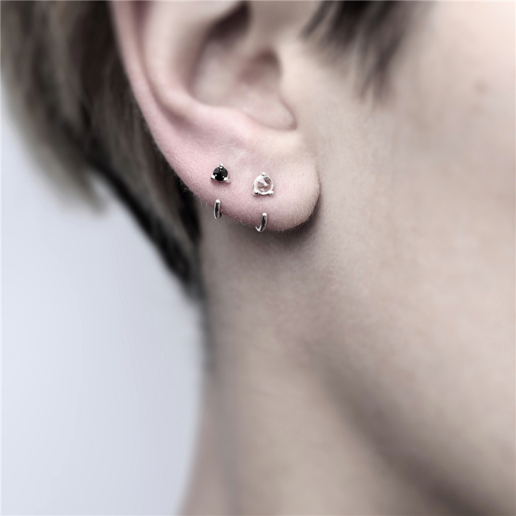 For the night design sense hypoallergenic small ear needles for men and women sterling silver simple small personality mini raising ear piercings earrings trend