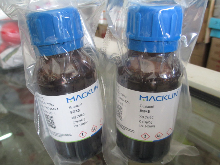 Chemical Reagent Guaiol Ortho Oxyphenol 2-Methoxyphenol AR Analysis Pure 100 gr bottles