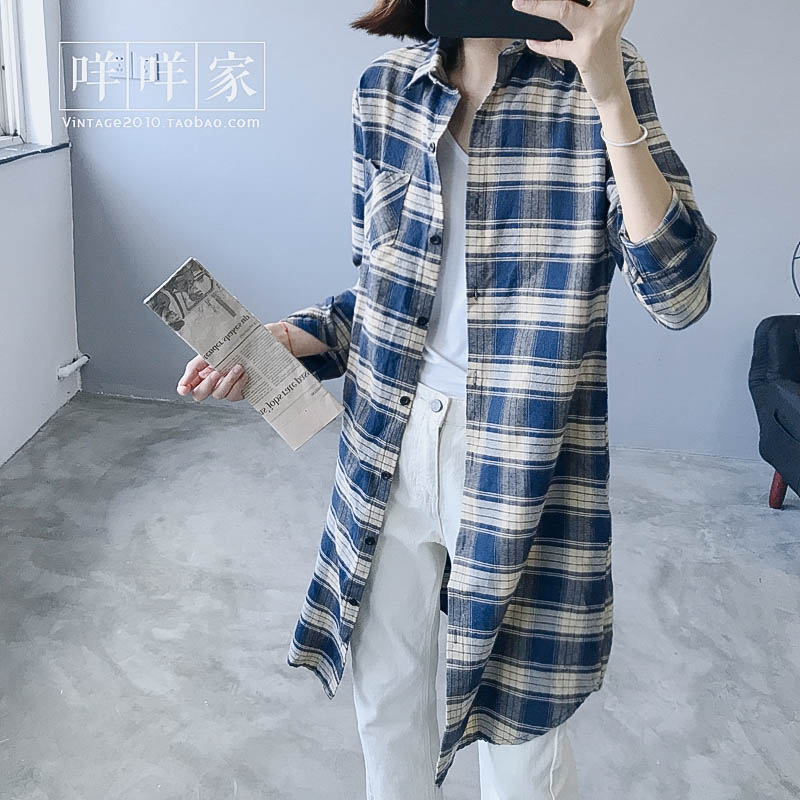 [Ưu đãi đặc biệt] các mẫu thiết kế, khách mời mài áo sơ mi kẻ sọc dài kẻ sọc retro Hàn Quốc sơ mi công sở nữ