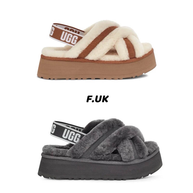 Ugg Light Luxury Spring and Summer Women's Thick-Soled Cross Wool Fur Plush Elastic Height-Increasing Furry Sandals 1121550