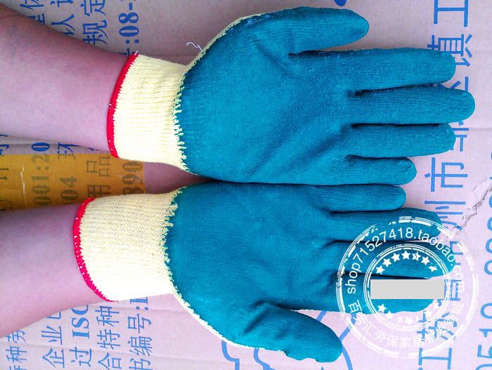 Yellow Yarn Green Rubber Gloves Lao Gloves Homework Gloves Protection Gloves Dip Gel Gloves Rubber Gloves