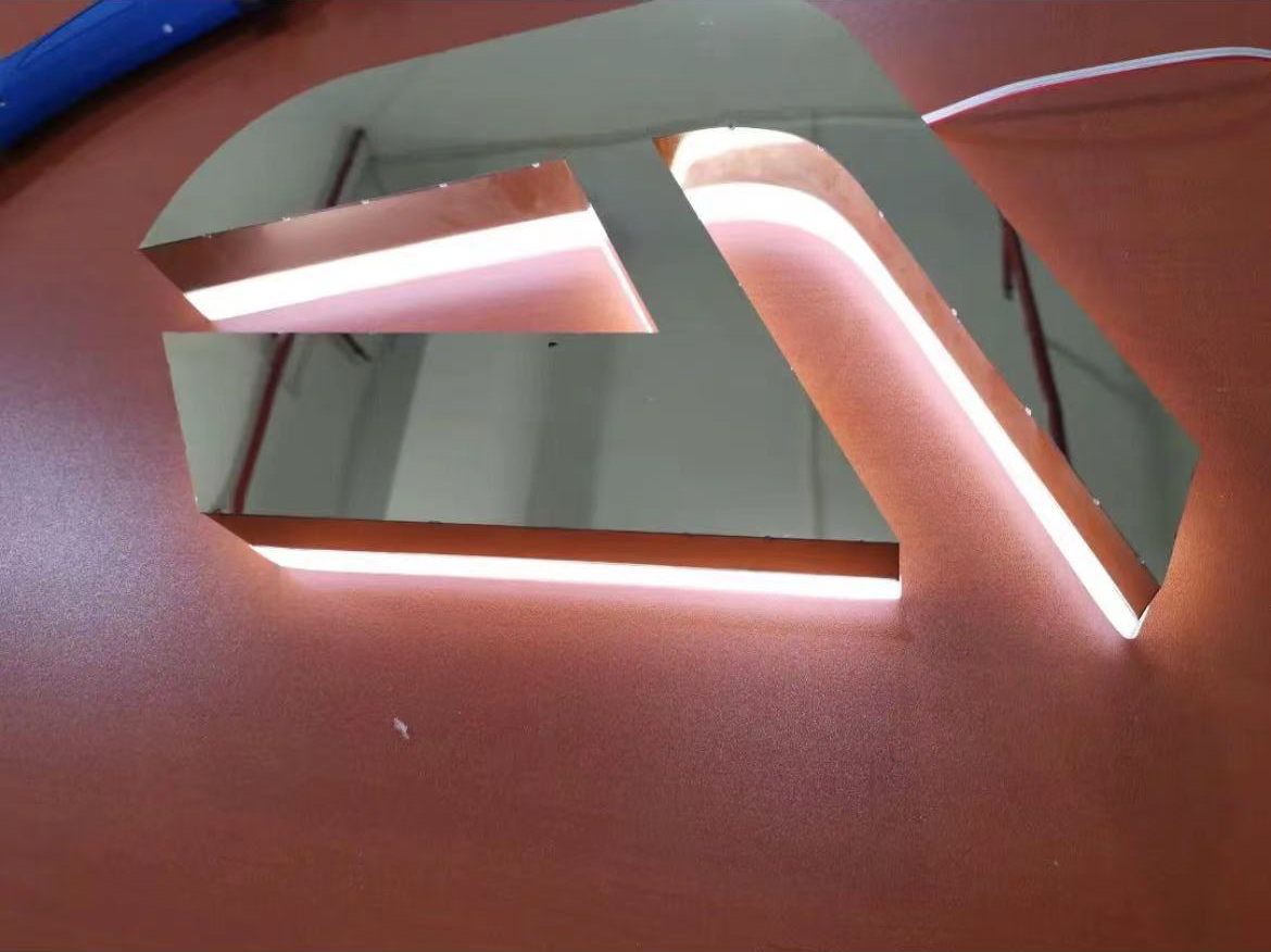 Backlit word edge strip Advertising word stainless steel word luminous edge strip instead of crystal base material white glue strip