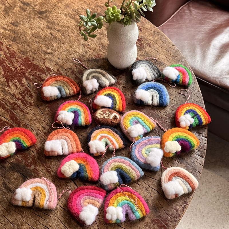 Colorful Rainbow Wool Felt Pendant Imported from Nepal, Rainbow Pendant, Handmade High-Value Keychain Gift Colorful Rainbow Wool Felt Pendant Imported from Nepal, Rainbow Pendant, Handmade High-Value Keychain Gift