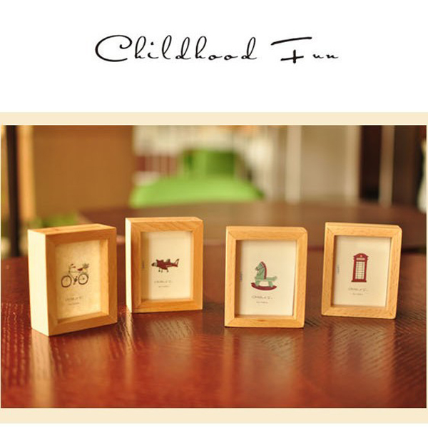 Smile time simple wooden photo frame zakka log creative desktop picture frame shooting props size optional