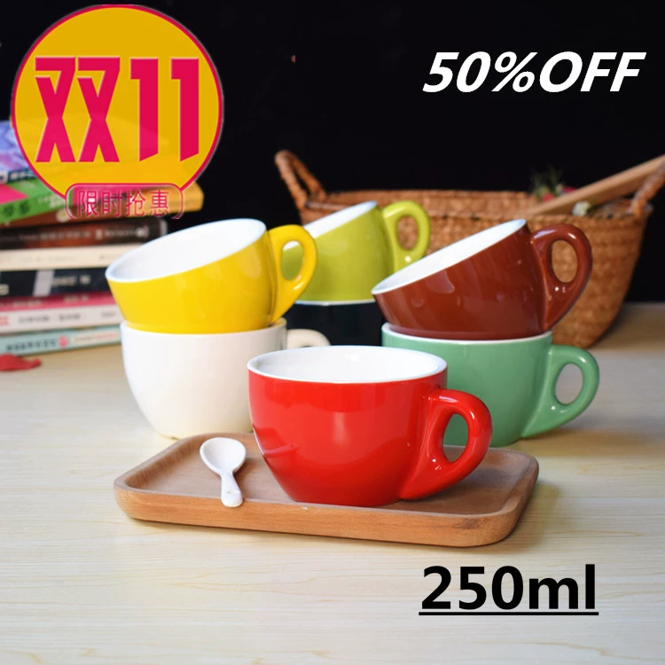 Cốc cà phê gốm 250m theo phong cách châu Âu Cup Latte chuyên nghiệp Cup Latte Cup Dày Cup Cappuccino của Mỹ - Cà phê