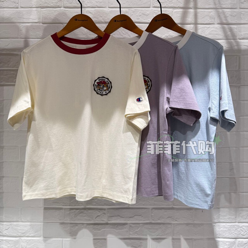 Champion Genuine 2026 Spring and Summer New Women's Round Neck Color-Blocked Short-Sleeved T-Shirt Women's U6Bsssw267
