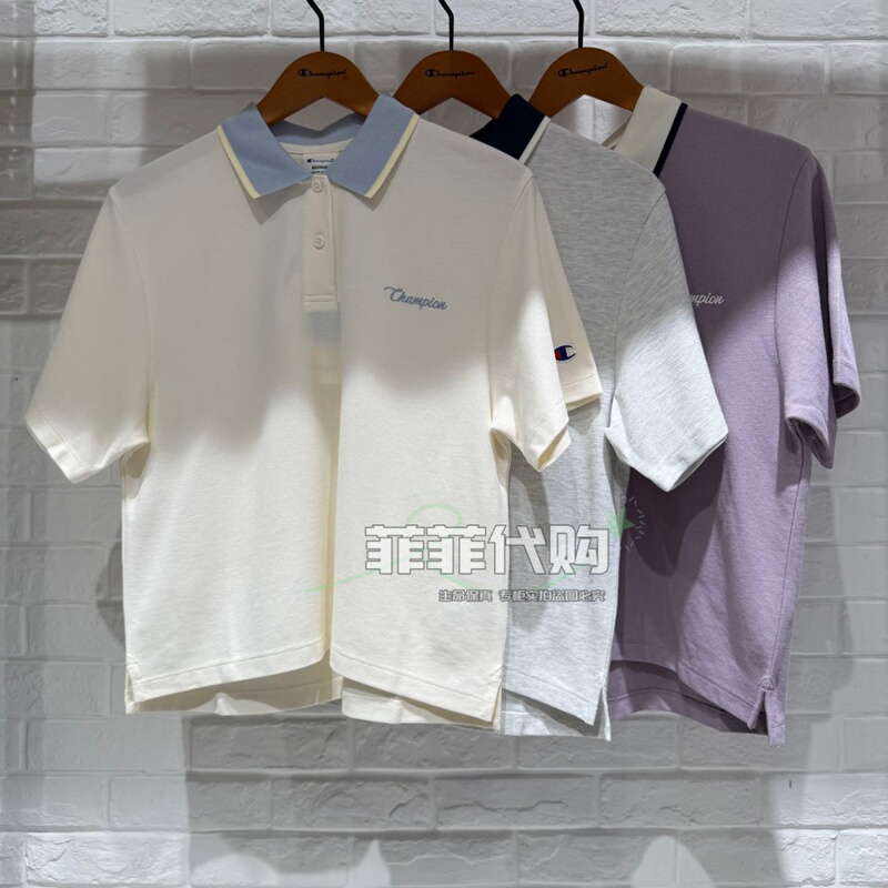 Champion Genuine 2026 Summer New Women's Color-Blocked Polo Collar Casual T-Shirt U6Bposw295