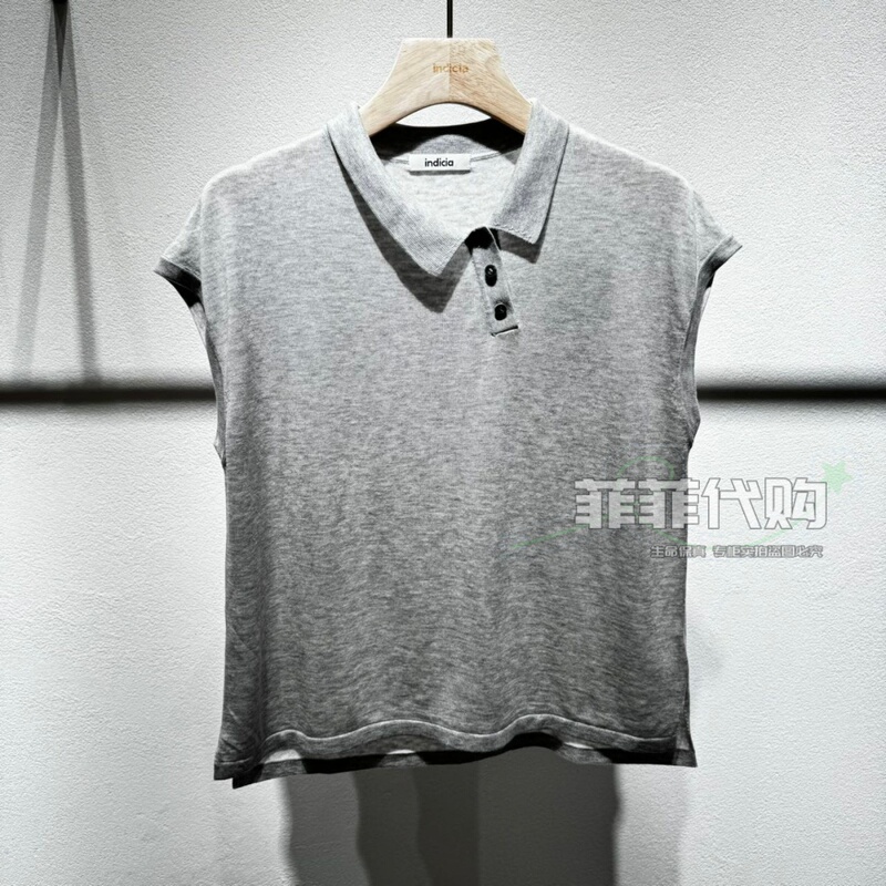 F2B6Zz146N Indicia Marked Women's Clothing Mall Counter Genuine Product 26Th Summer New Style Diagonal Placket Knitwear
